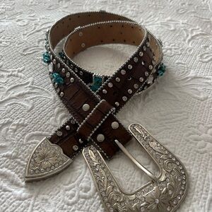 Nocona Brown and Silver Embellished Belt